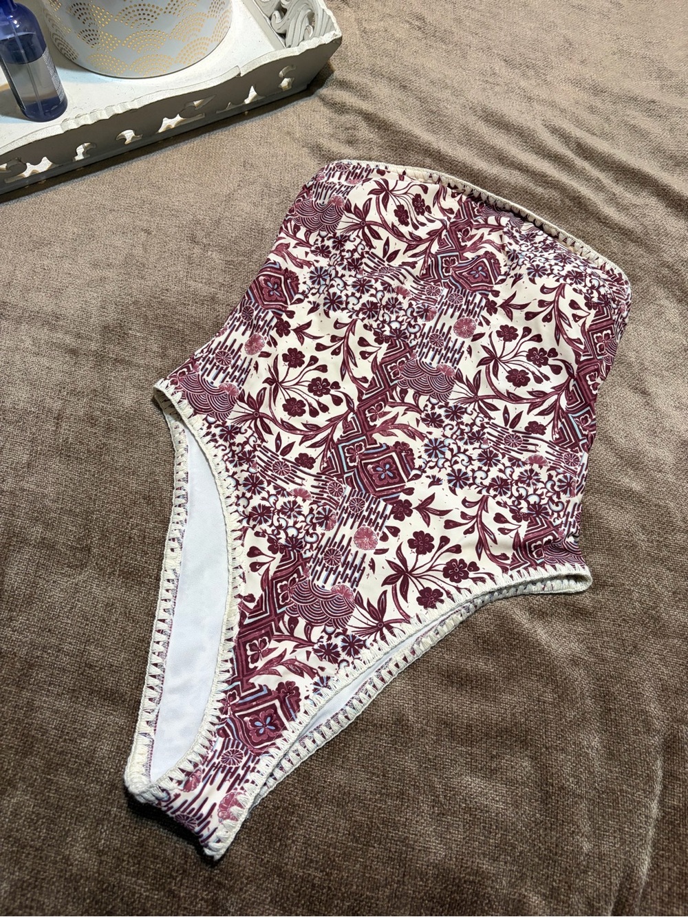 Abercrombie & Fitch Marina One-Piece Swimsuit in Burgundy and Cream